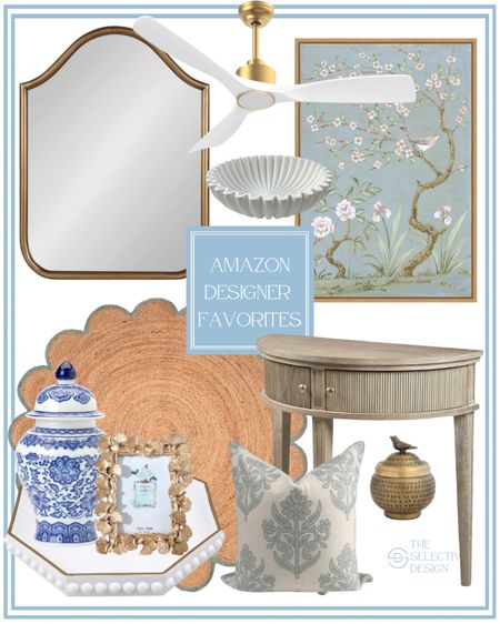 Affordable Amazon home decor favorites 😍

Gold mirror, white fan, chinoiserie art, decorative bowl, entry table, wood table, scalloped rug, cute bath rug, pillow cover, classic home decor, timeless home decor, traditional home decor 

#LTKhome