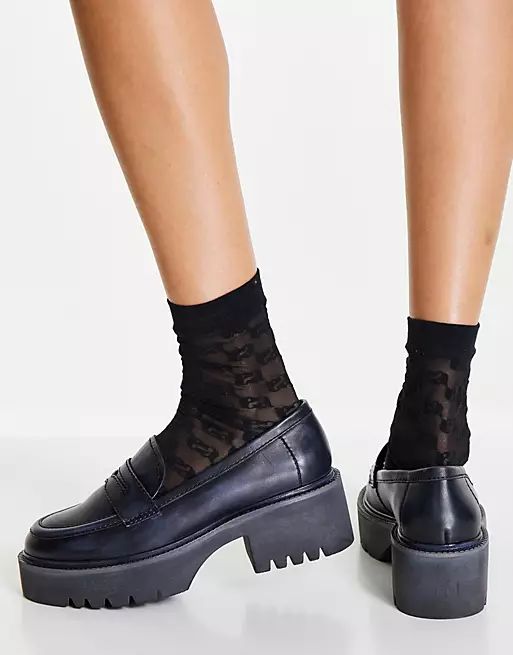Free People decker penny chunky loafers in black | ASOS (Global)