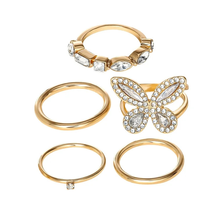 Jessica Simpson Butterfly Ring Set, Set of 5 - Walmart.com | Walmart (US)