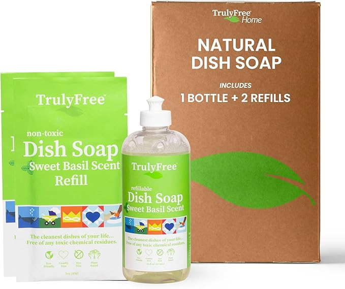 Natural Concentrated Dish Detergent Dishwashing Liquid | Plant-Based Dish Soap | Sweet Basil Fres... | Amazon (US)