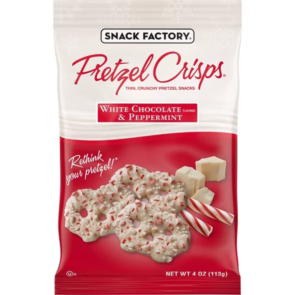 Snack Factory White Chocolate & Peppermint Pretzel Crisps - 4oz | Target