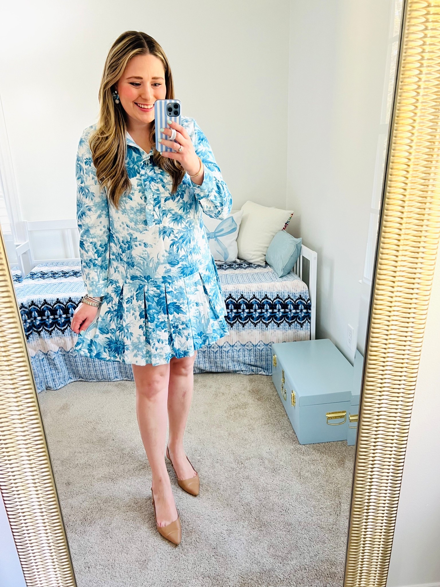 Toile Dress || Tuckernuck Dupe || Blue and White Dress || Spring Workwear 

#LTKWorkwear #LTKootd