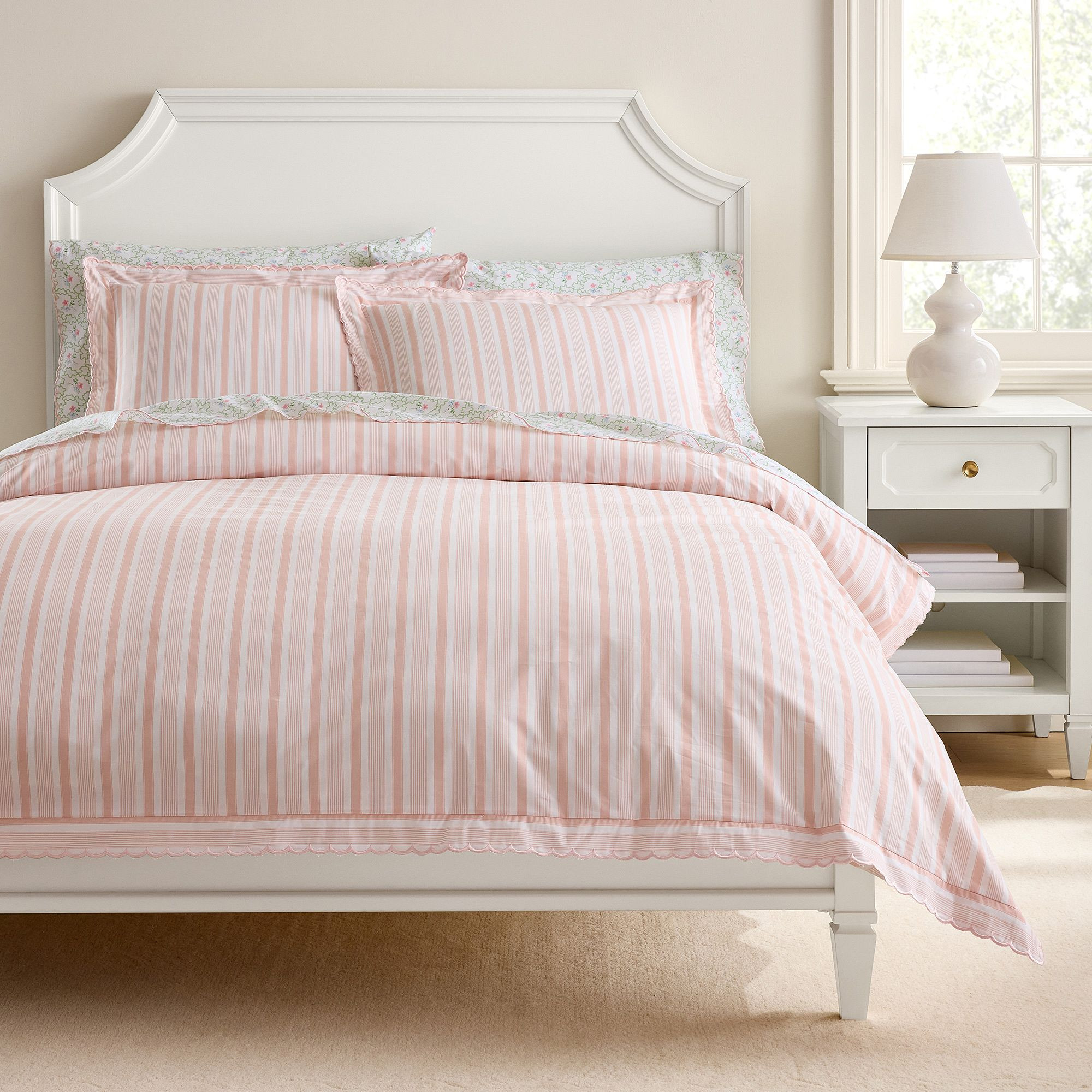 Hill House Variegated Stripe Duvet, Twin/Twin XL, Peach | Pottery Barn Teen