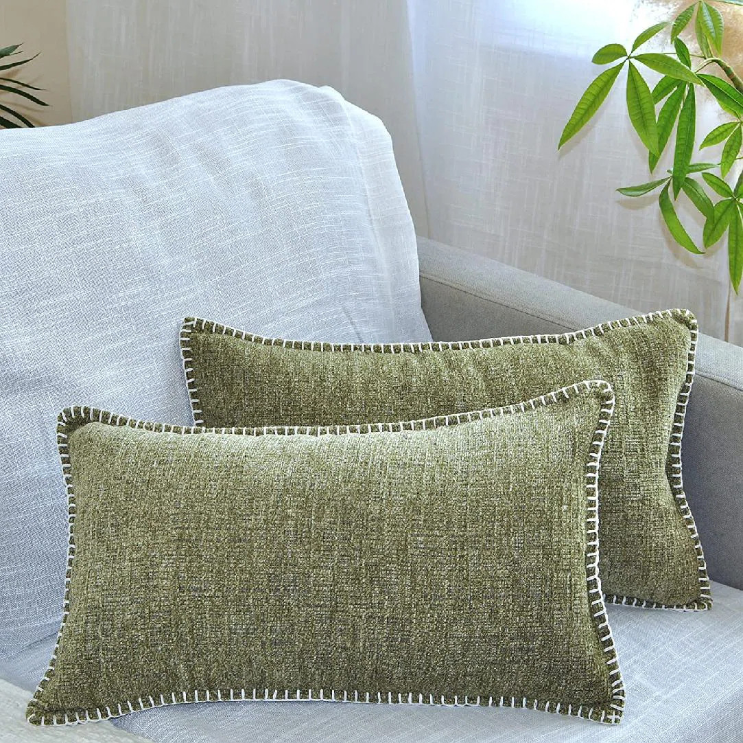 Lumbar Pillow Covers 12x20 inches | Soft Chenille Rectangular Cushion Covers (Set of 2) (Set of 2... | Wayfair North America