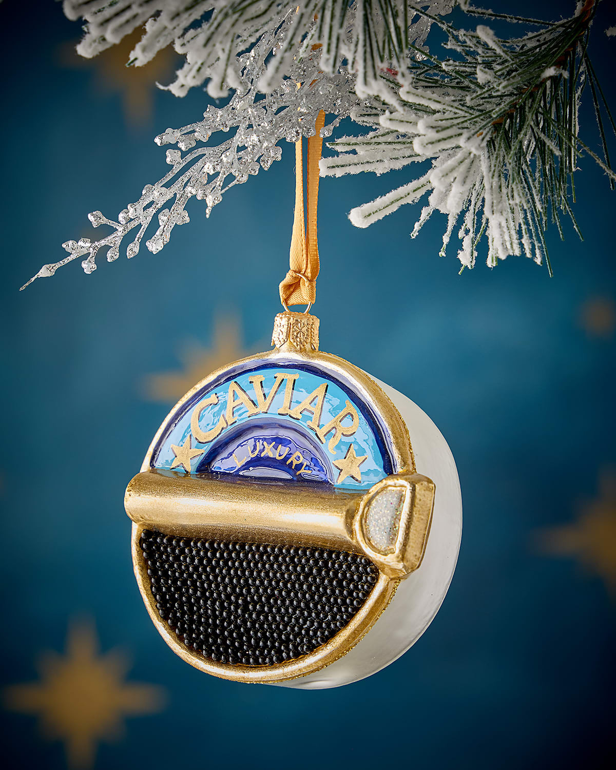 Black Sturgeon Caviar Can Christmas Ornament | Neiman Marcus