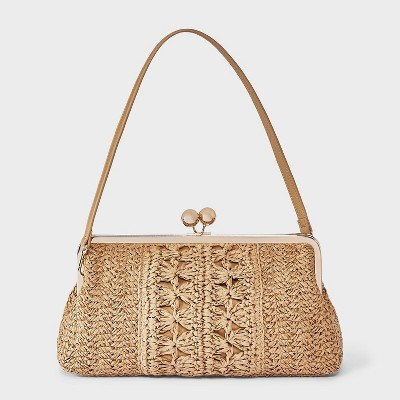 Straw Kiss Lock Clutch Bag - A New Day™ Natural | Target