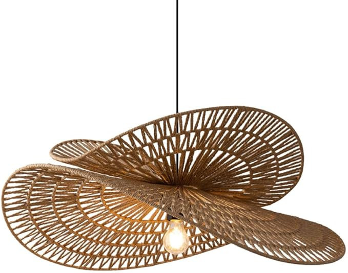 Vintage Modern Pendant Light Hemp Rope Lamp Shade Southeast Asian Style Geometric Design Wicker C... | Amazon (US)