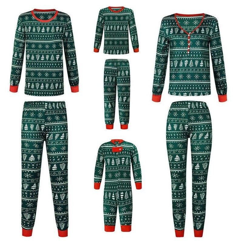 Family Christmas Matching Pajamas Christmas Mom Daughter Dad Son Matching Outfit Tree Print Pajam... | Etsy (US)