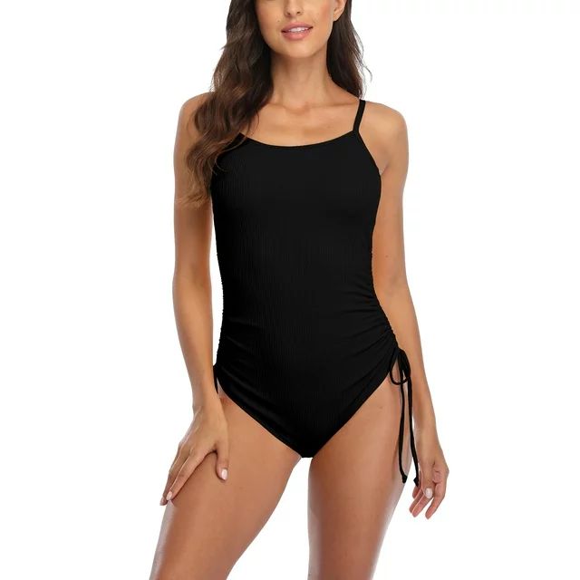Charmo Women's Ribbed One Piece Swimsuit Tie Side Bathing Suits Ladies Sexy Monokini Swimwear | Walmart (US)
