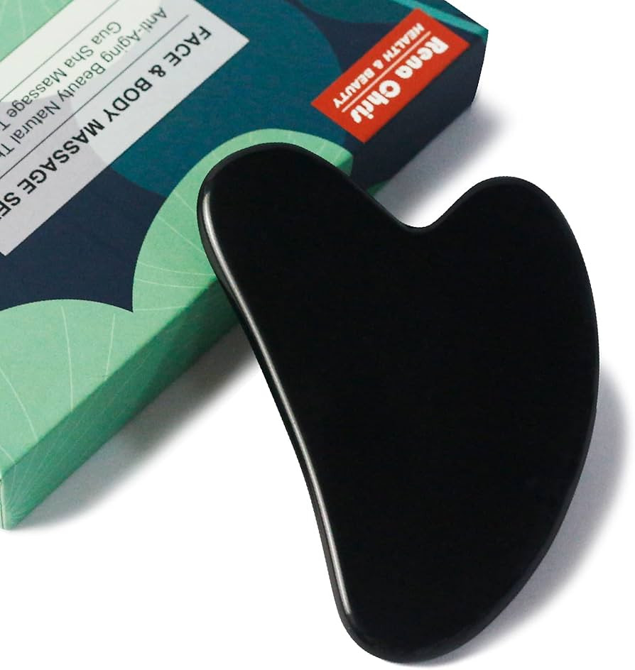 Gua Sha Massage Tool, Black Obsidian Guasha Board for Face & Body, Natural Jade Stone Gua Sha Fac... | Amazon (US)