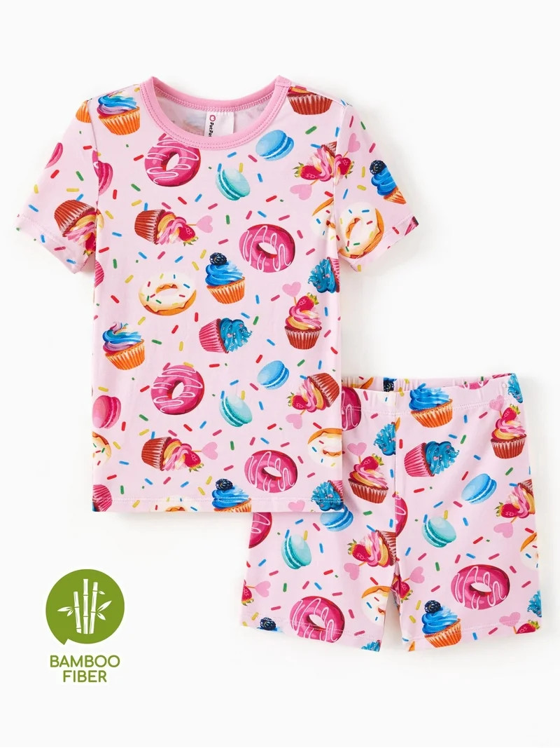 PatPat Girls Pajamas Toddler Clothes Viscose from Bamboo Kids 2-Piece Pj Set Gifts Short Sleeve T... | Walmart (US)