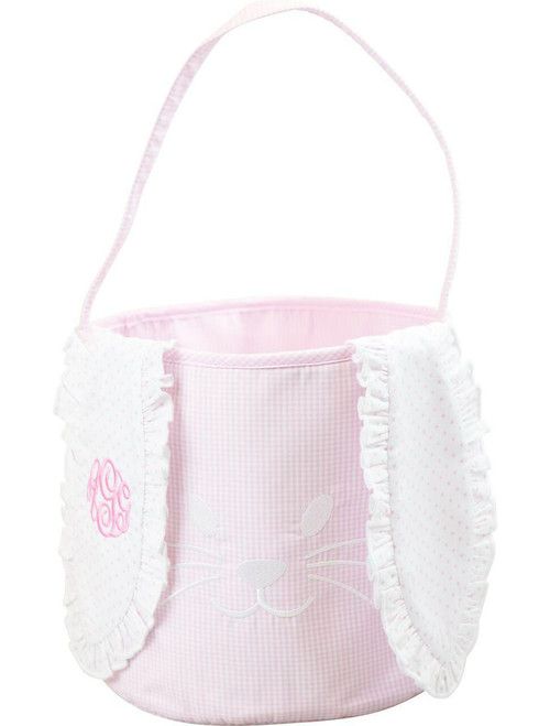 Pink Gingham Bunny Ear Easter Basket - Shipping Early March | Cecil and Lou
