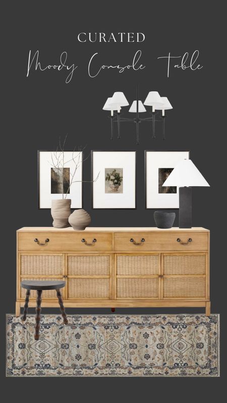 Moody console table from Target! Shop this look here. 

Chandelier
Tv stand
Gallery wall
Lamp
Vase
Entryway

#LTKstyletip #LTKhome