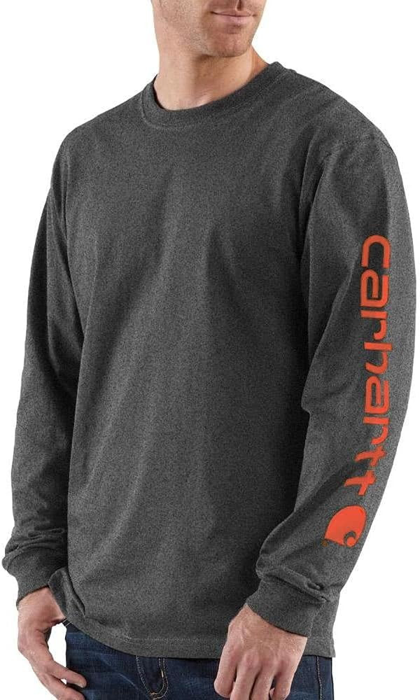 Carhartt Men's Loose Fit Heavyweight Long-Sleeve Logo Sleeve Graphic T-Shirt | Amazon (US)