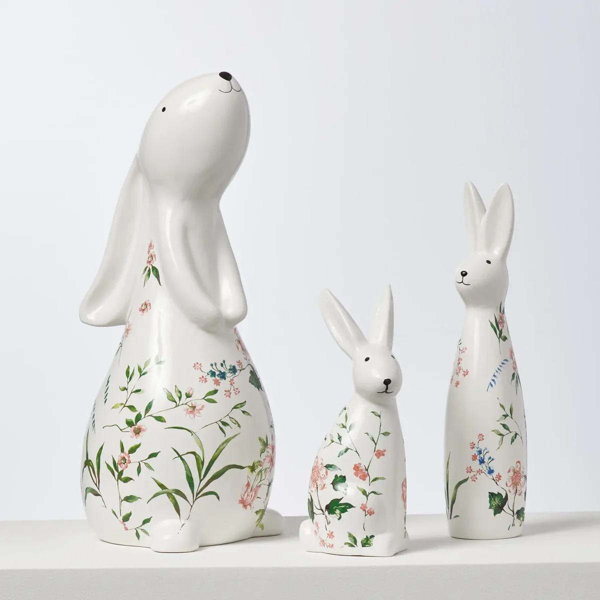 Ivory & Pink Ceramic Bunny Rabbit Figurine Easter Tabletop Home Decor | Darby Creek Trading