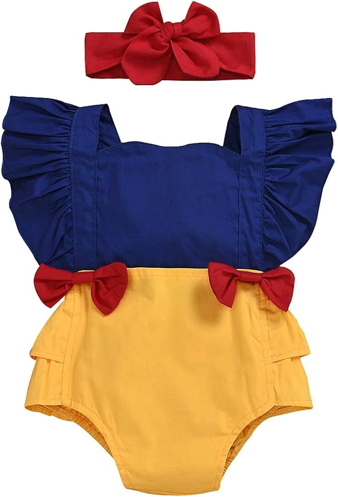 Newborn Baby Girls Romper Snow White Cosplay Infant Tops and Shorts Summer Clothes | Amazon (US)