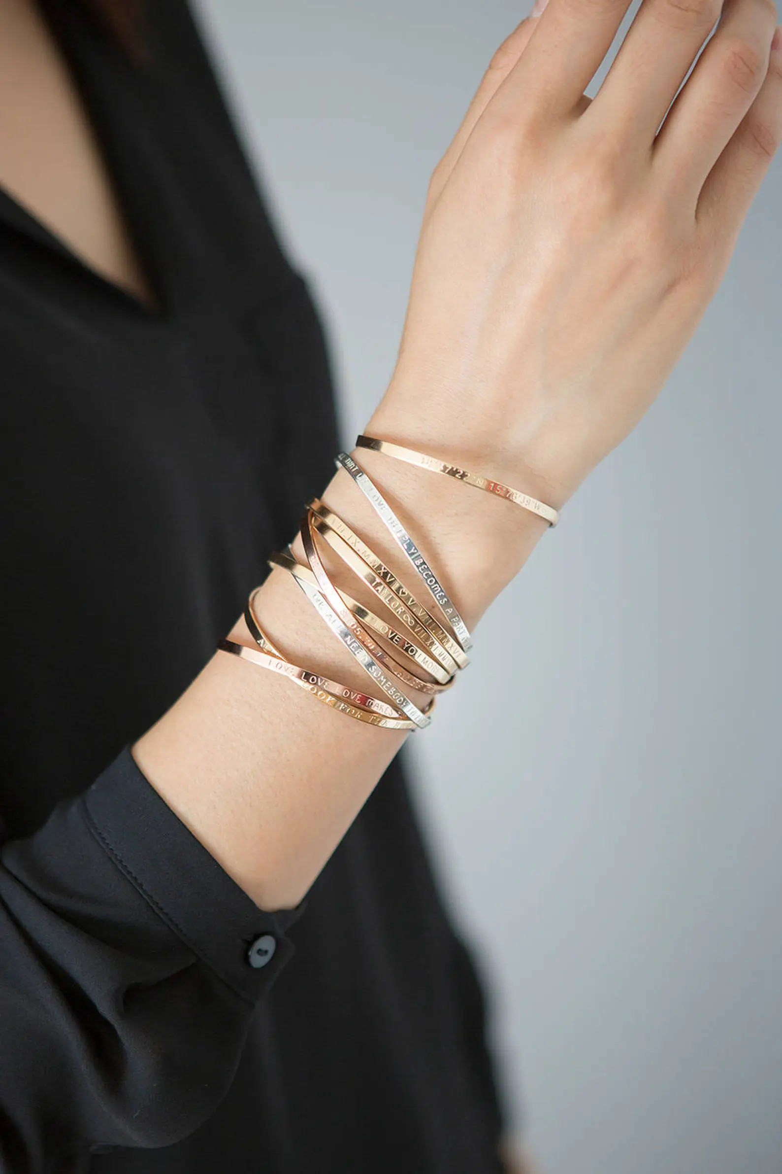 Engraved Skinny Cuff Bracelet, 14K Gold Filled, Personalized Jewelry - Etsy | Etsy (Global)