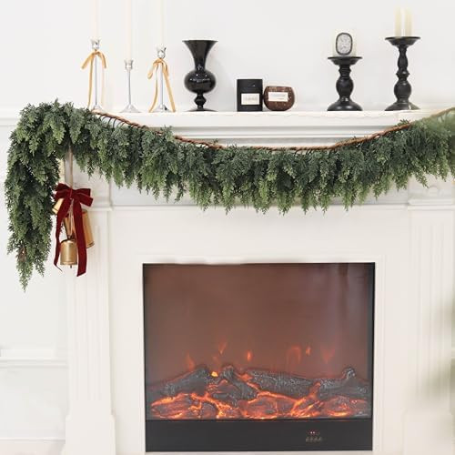 Artificial Cedar Garland for Christmas Decoration - Realistic Winter Greenery Garland for Mantel,... | Amazon (US)