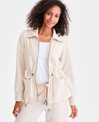 Luxe-Fleece Front-Zip Drawstring-Waist Jacket, Macy's Exclusive | Macy's
