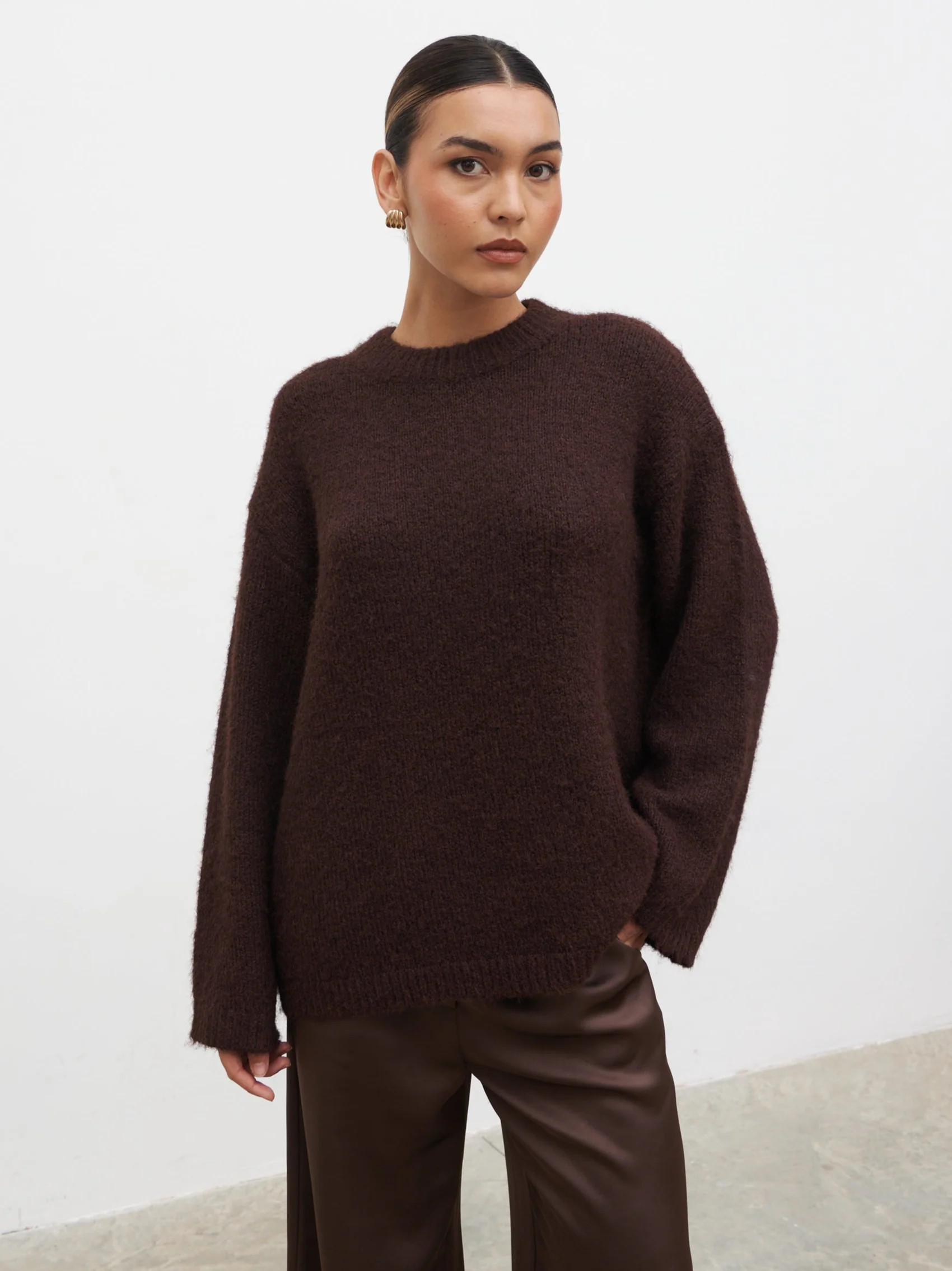 Cece Fluffy Jumper - Chocolate | Pretty Lavish (UK)