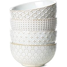 LE TAUCI Small Bowls 4.5 inch, House-warming Gift, Ceramic Embossment Stoneware Bowl for Ice Crea... | Amazon (US)