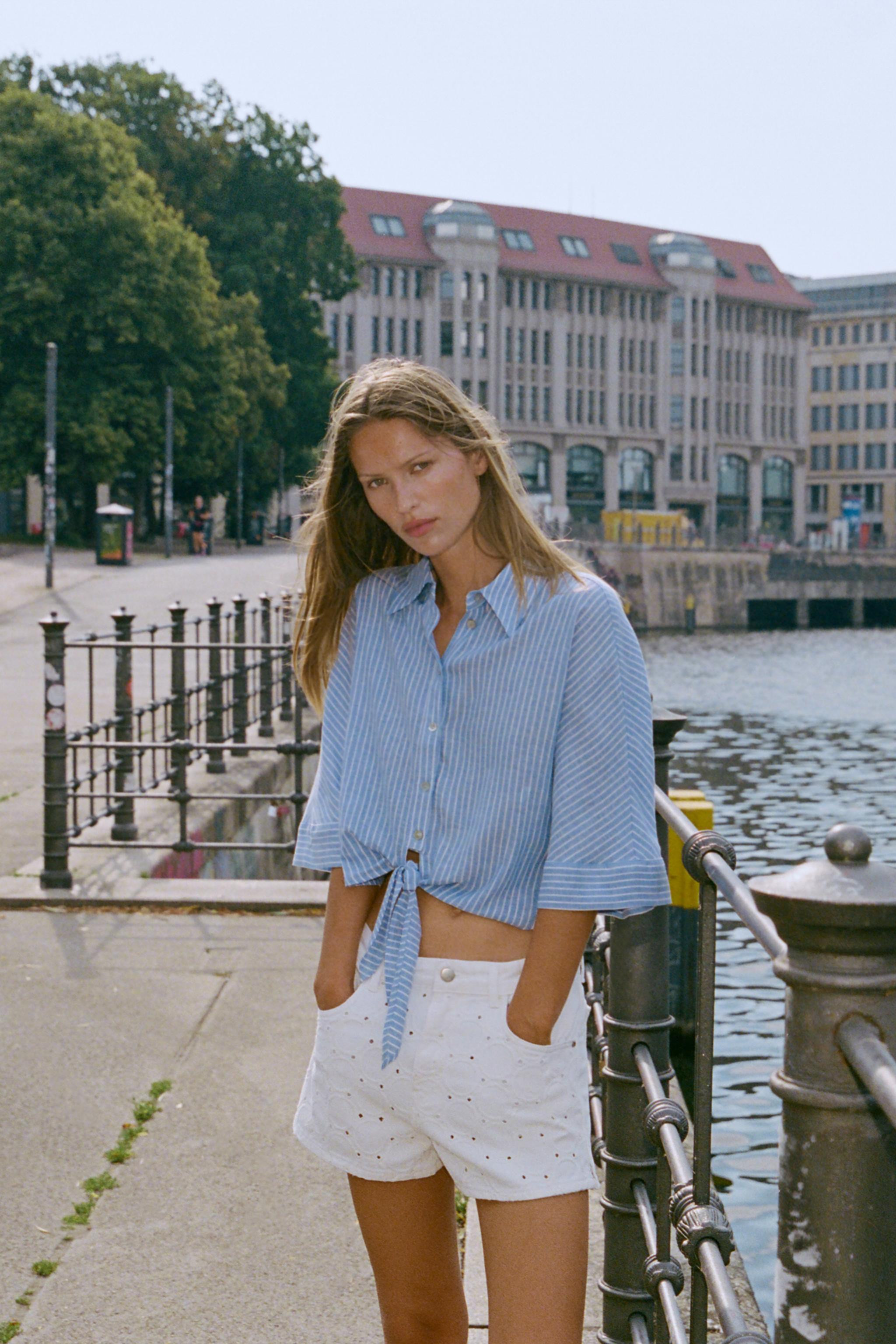 Z1975 MID-WAIST PERFORATED EMBROIDERED SHORTS | Zara UK