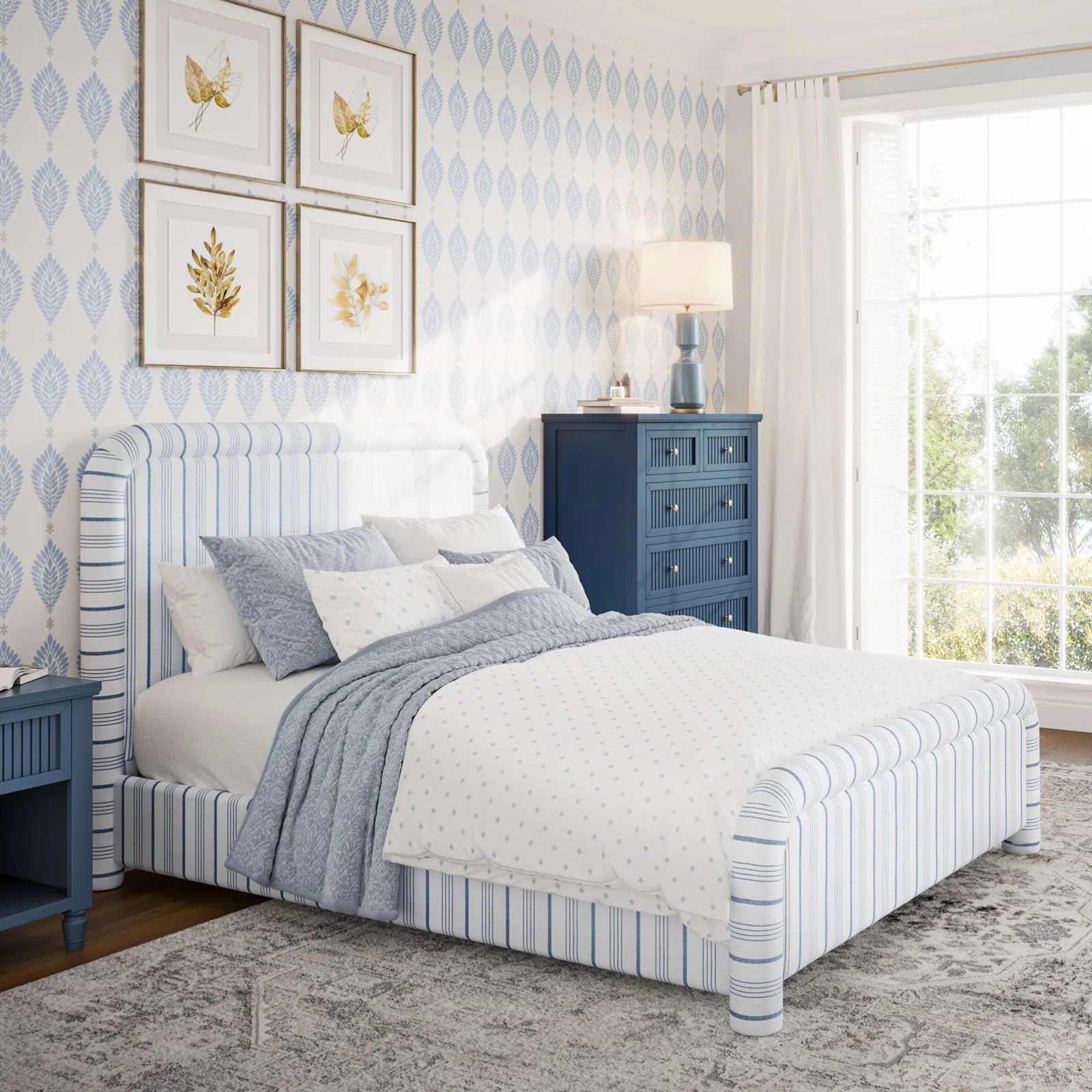Pearce Modern Farmhouse Channel-Tufted Upholstered Bed | Birch Lane