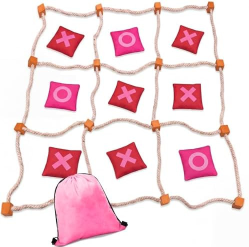 Capoda Outdoor Valentine's Day Game Giant Tic Tac Toe Game Jumbo Bean Bag Toss with 10 Pink and R... | Amazon (US)