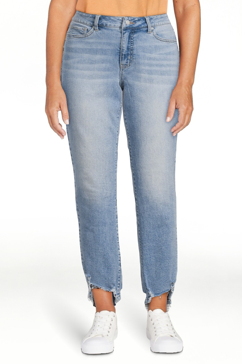 Time and Tru Women's Destructed Hem Straight Leg Jeans, 27.5" Inseam for Regular, Sizes 2-18 | Walmart (US)