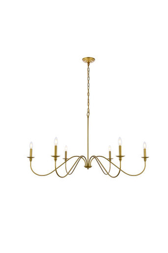 Rohan Chandelier, 6-Light, Brass, 48"W (LD5056D48BR TU45J) | Lighting Reimagined