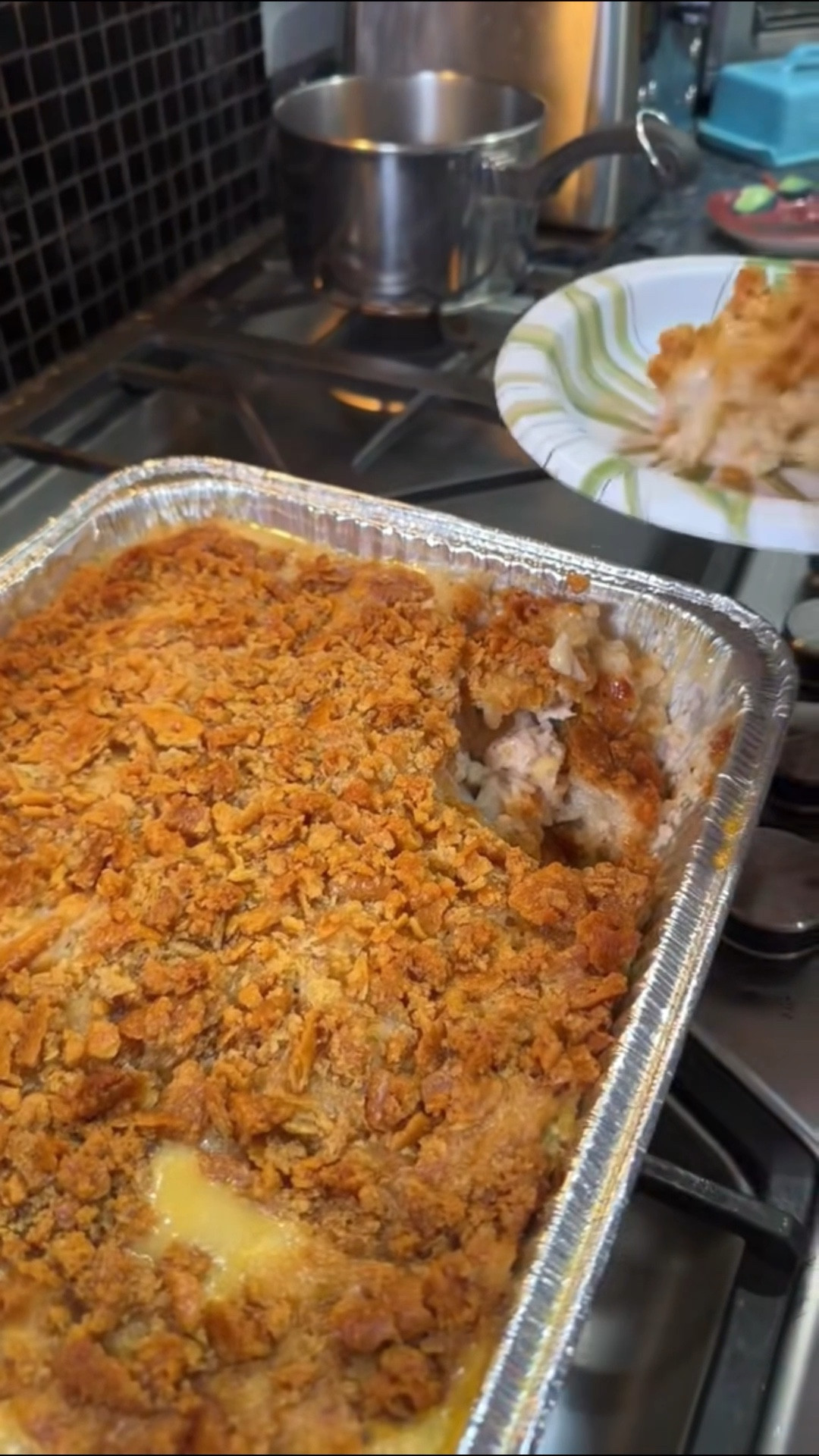 Chicken & Rice
In a large mixing bowl put …

•  3-4 diced chicken breast
•  1 can Cream of Chicken
• 1 can Cream of Celery
• 1 can cream of mushroom  
• Add Salt, Pepper, &
   Garlic Powder (measure w/
   Your 💖)
•  2 cups of instant rice
•  1 c water & 1 c milk
• Mix well and pour into a greased 9x13 casserole dish
• Melt a stick of butter and add it to a bag of crushed crackers. Coat the crackers well. Top the casserole with them
•  Put in a 375 degree oven for about an hour
It’s done when the casserole is bubbling on the sides and the crackers are  crisp and toasted.  
ENJOY!

#LTKHome #LTKfoodie