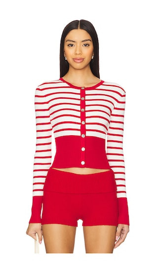 Kerra Cardigan in Red & Ivory | Revolve Clothing (Global)