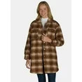 Time and Tru Women's Brushed Longline Plaid Shacket, S-XXXL | Walmart (US)