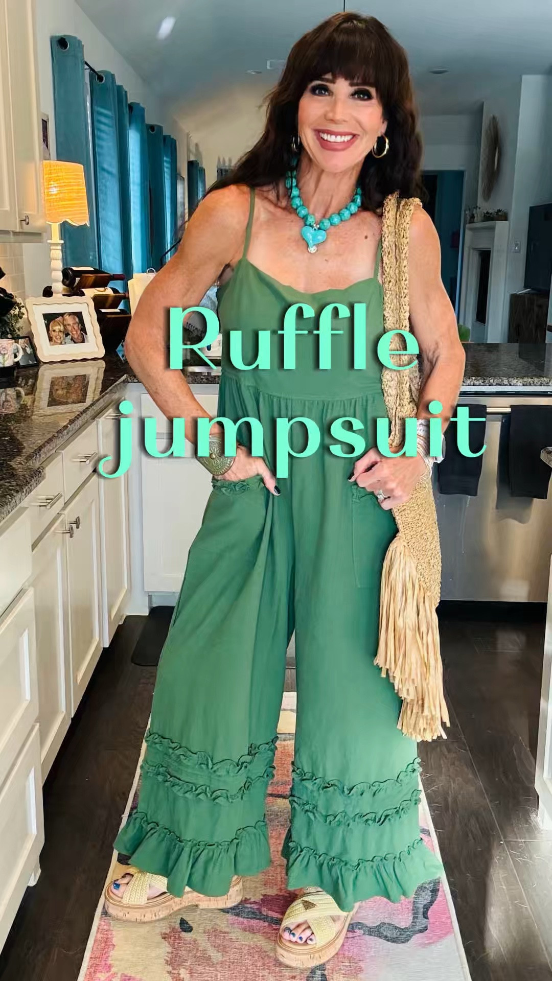 How adorable is this ruffle hem jumpsuit from @Three Bird Nest ? I love the green color and the little ruffle detail everywhere!! It’s perfect with their new leather cuff too!! Love!!

#LTKootd #LTKSeasonal #LTKOver40