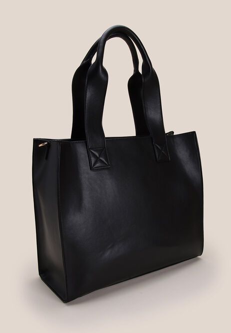 Womens Black Structured Tote Bag | Peacocks