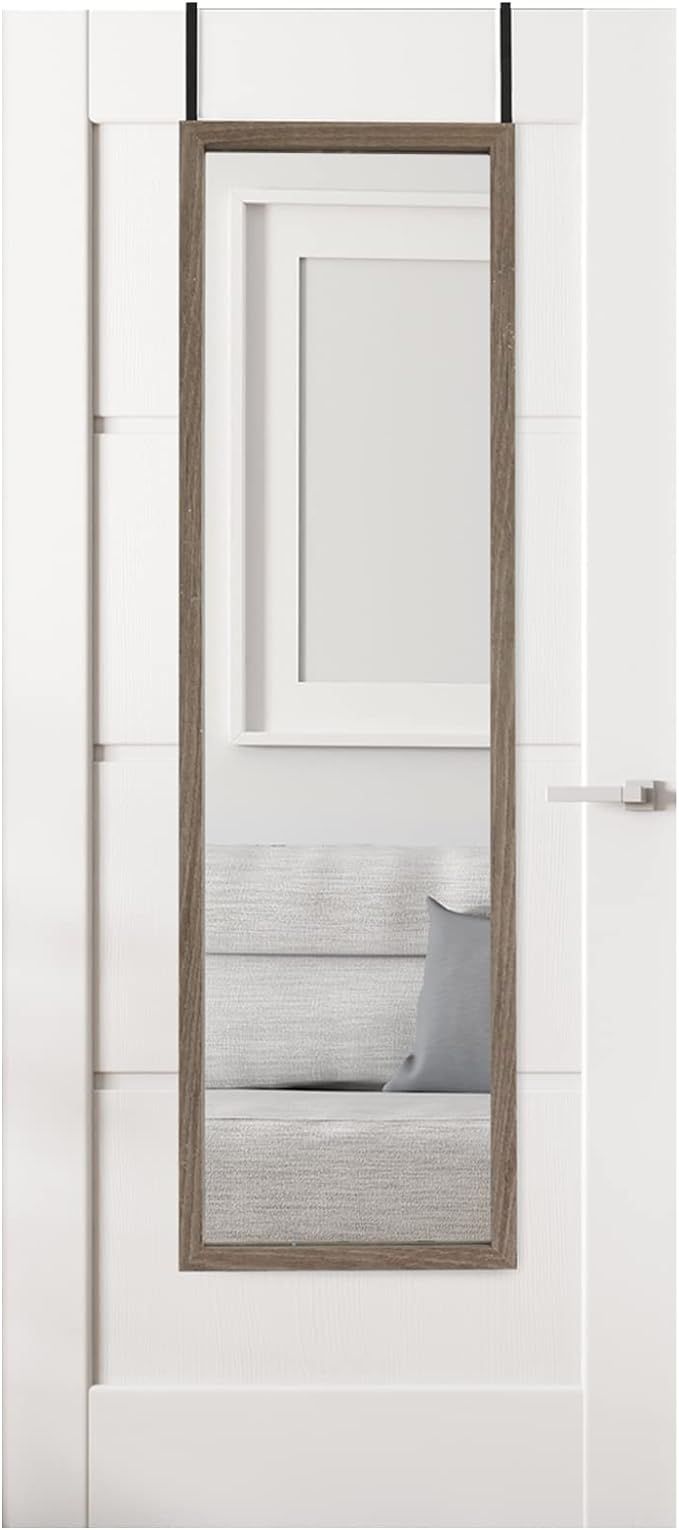 Over The Door Mirror Mirrotek Full Length Mirror Dark Oak 13.7 x 48 Inches | Amazon (US)