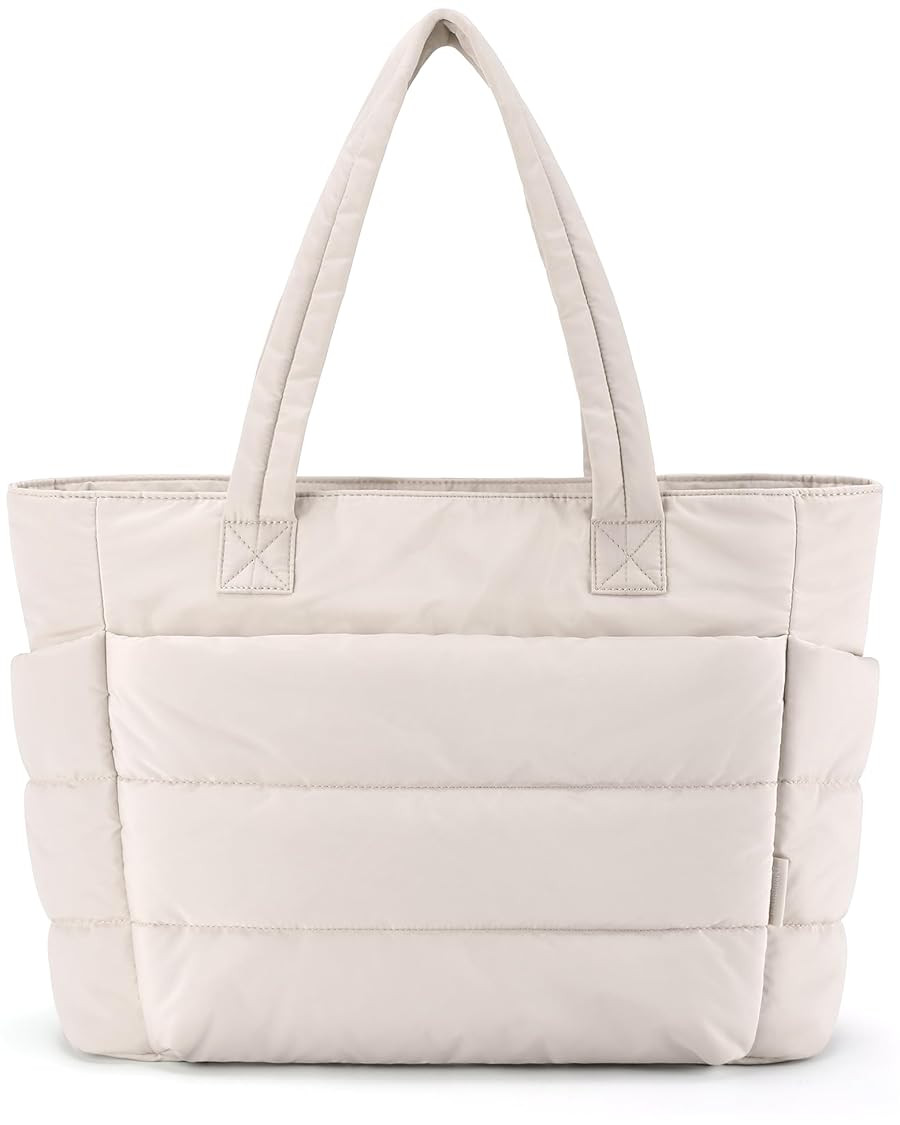 BAGSMART Tote Bag for Women, Lightweight Puffy Tote Bag with Compartments, Quilted Shoulder Bag H... | Amazon (US)