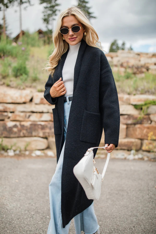 Go Where You Choose Black Long Cardigan | Pink Lily
