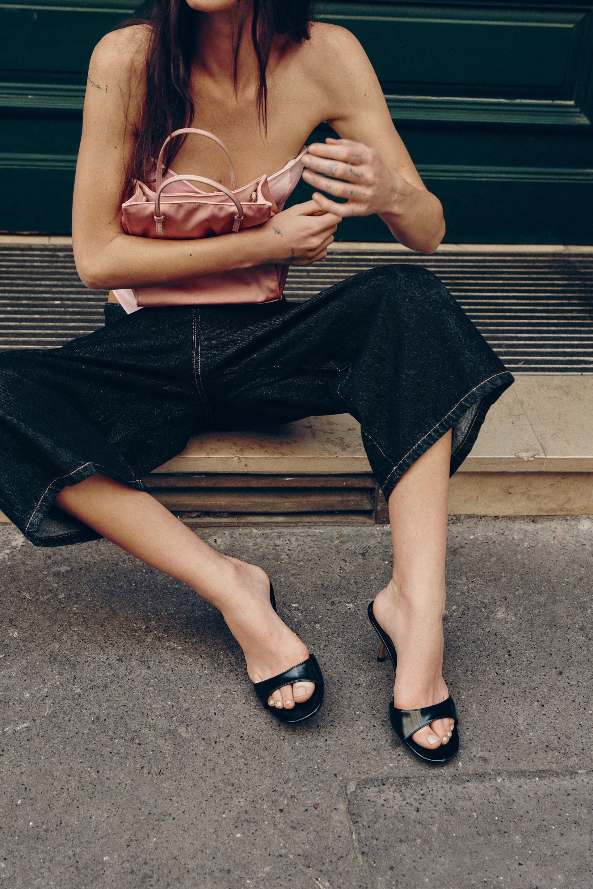 Zara - Metallic Heeled Sandals - Black - 9 - Woman | Zara US