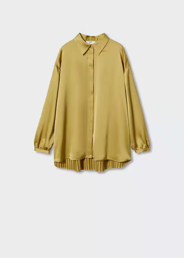 Satin pleated blouse -  Women | Mango USA | MANGO (US)