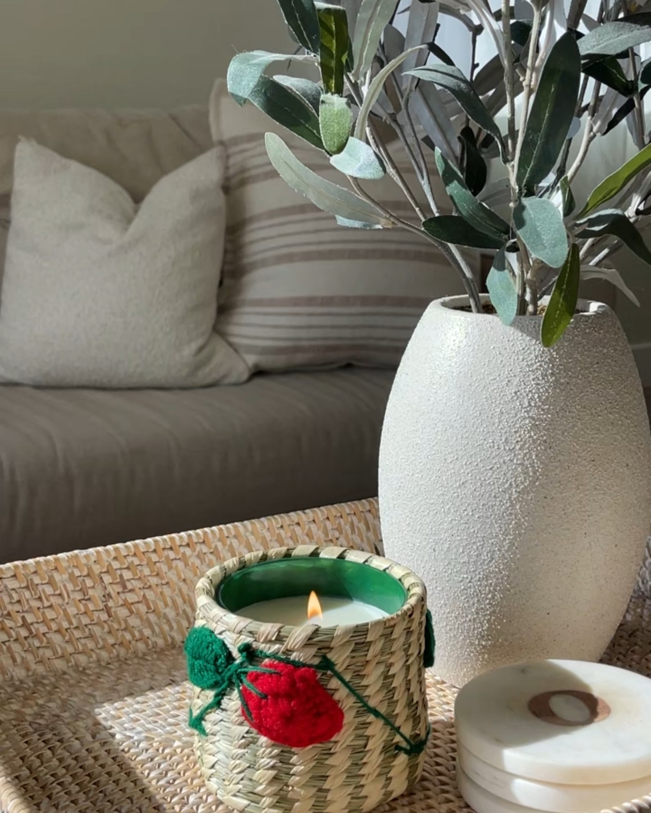CUTEST woven candles At Anthropologie right now!! 🍓 The woven part actually comes off and you can reuse it 🤍 the strawberry candle smells absolutely amazing ❤️

#LTKHome