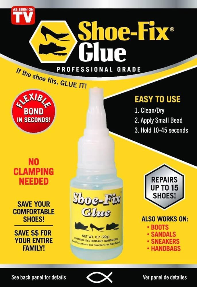 Shoe-Fix Glue Professional Grade Repair Adhesive for All Footwear Instant Bond, Clear Drying, Fle... | Amazon (US)