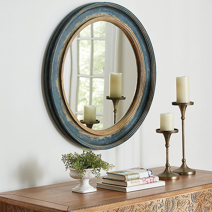 Cassidy Mirror with Distressed Blue Finish & Antique Gold Accents | Ballard Designs, Inc.