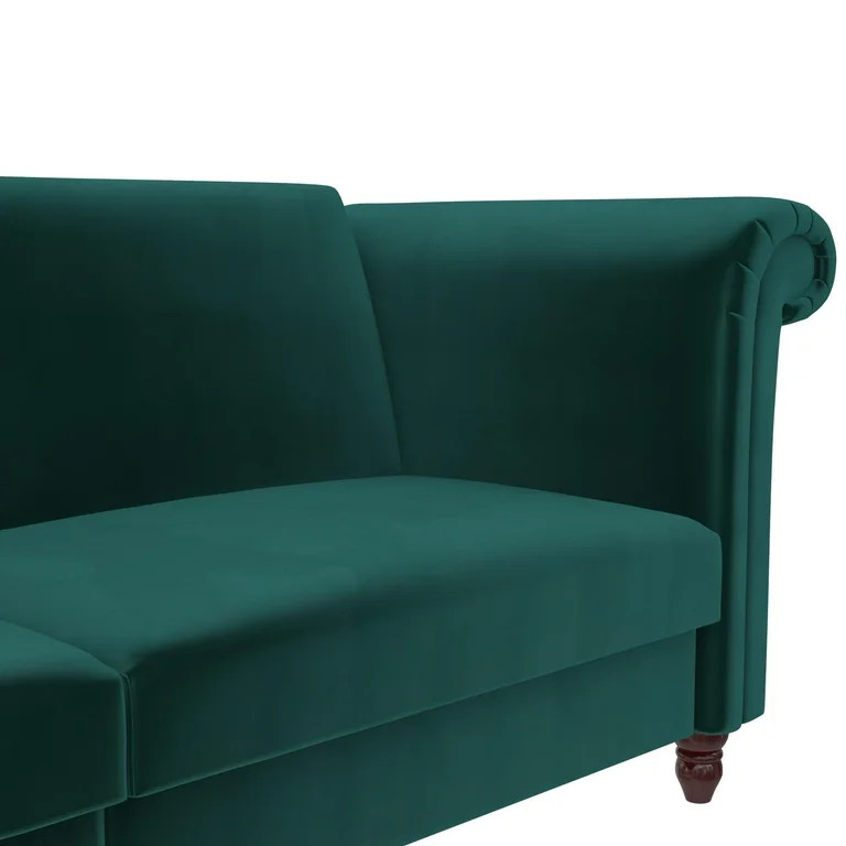 DHP Dante Upholstered Futon, Convertible Sofa Bed Couch, Green Velvet | Walmart (US)