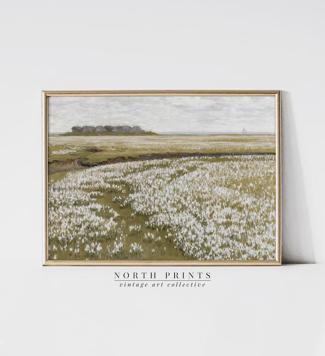 Spring Meadow Painting Vintage Landscape Print Country Field PRINTABLE Digital Download North Pri... | Etsy (US)