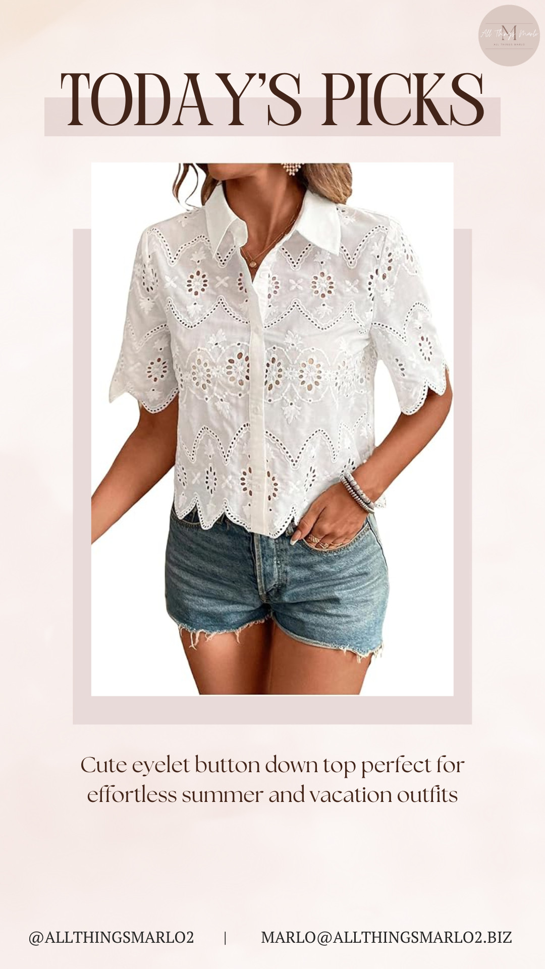 Cute eyelet button down top perfect for effortless summer and vacation outfits 

 #LTKSeasonal #LTKWorkwear #LTKTravel