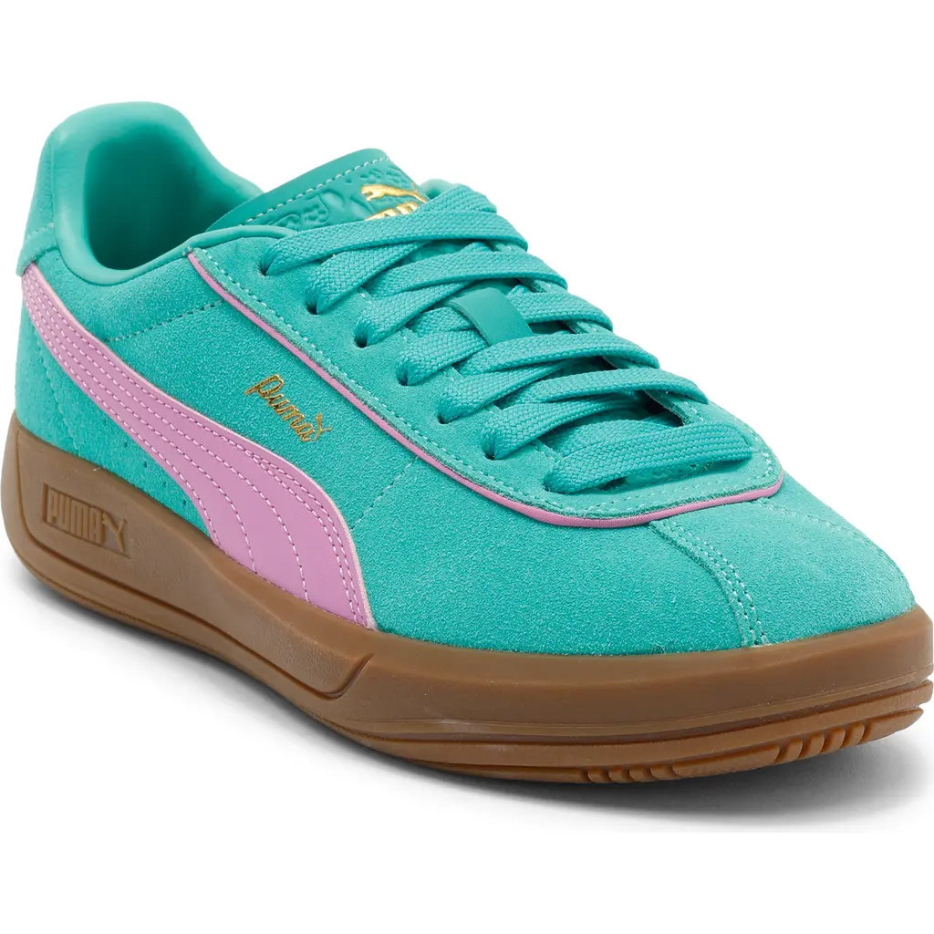 PUMA Club Klassika SD Low Top Sneaker in Vibrant Green/Mauve Pop at Nordstrom Rack, Size 7.5 | Nordstrom Rack