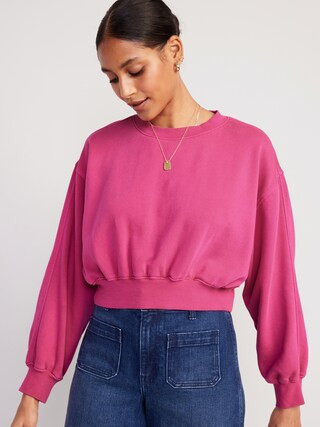 Oversized Cropped Fleece Sweatshirt for Women | Old Navy (US)