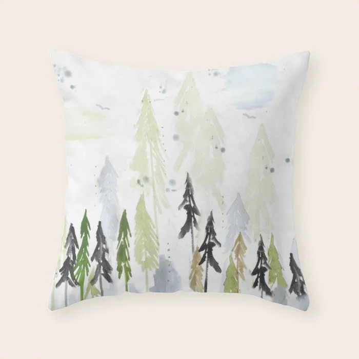 Into the Woods Woodland Scene Throw Pillow | Society6