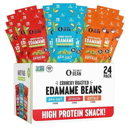 The Only Bean Crunchy Roasted Edamame - Healthy Snacks for Adults and Kids (Variety Pack), Low Ca... | Amazon (US)